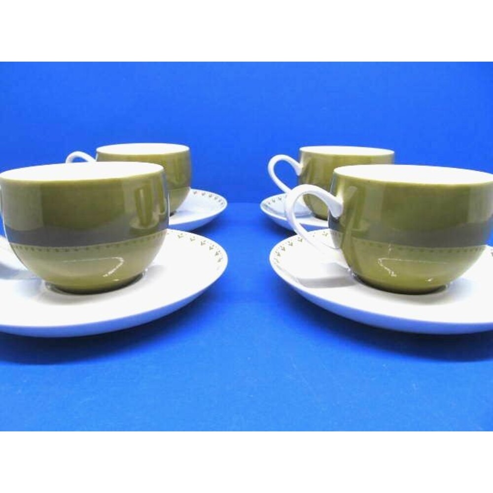 Mikasa Pivotal La Ronde Green Cups And Saucers 4 sets
